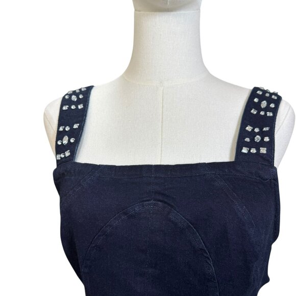 Free People Embellished Denim Corset Tank Top NWT | Studded Jean Bustier | SZ:S - Picture 3 of 10